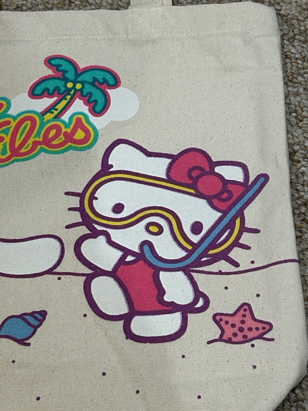 NWT Hello Kitty & Friends "Good Vibes" Canvas Tote Cinnamoroll Beach Bag Sanrio - Picture 2 of 8